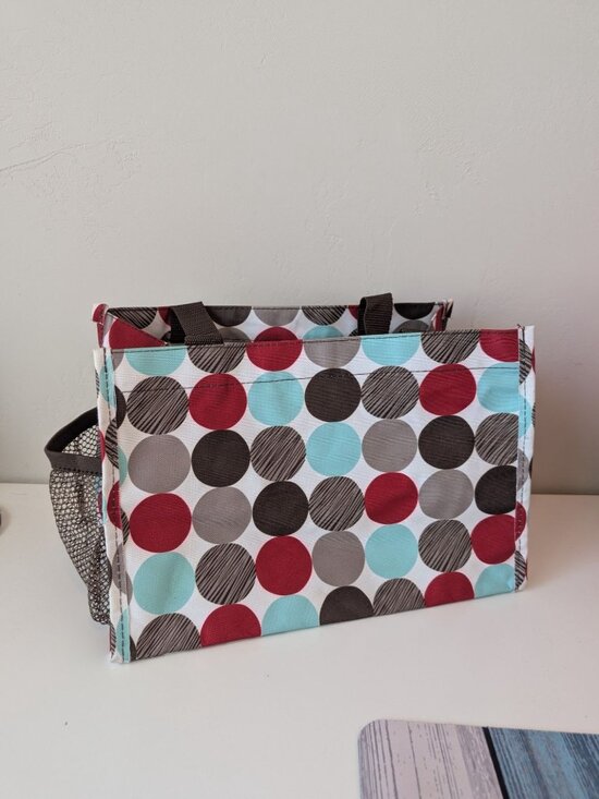 Thirty-One All in Organizer Colorful Polka Dot Tote Bag Dual Handles - Picture 1 of 6